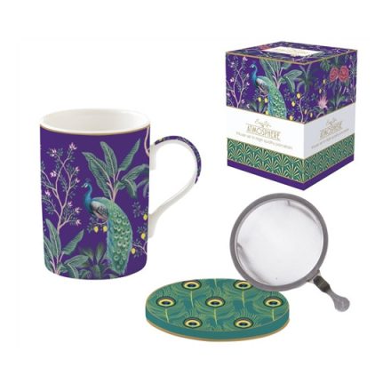 Ezeregy éjszaka világa – díszes páva mintás porcelán bögre