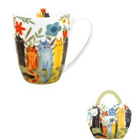   Cicás porcelánbögre- cicák a virágoskertben bögre diszcsomagolásban 360ml