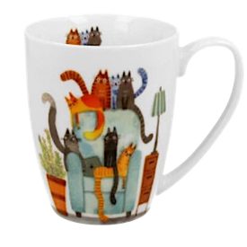   Cicás porcelán bögre díszdobozban 360 ml – elegáns ajándék macskakedvelőknek