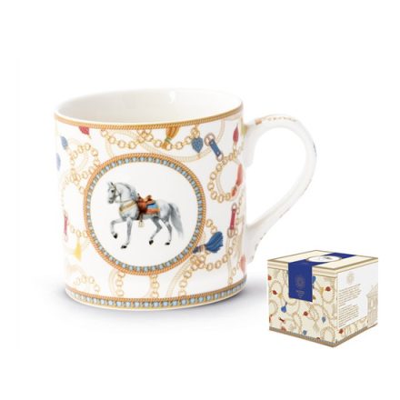 Klasszikus lovas porcelán bögre – elegáns ajándék