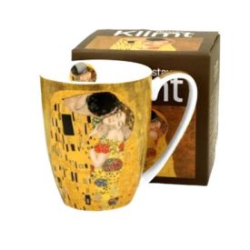 Klimt A csók porcelán bögre 360ml ajándék díszdobozban
